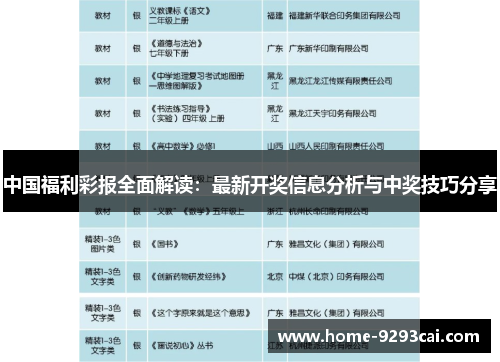 中国福利彩报全面解读：最新开奖信息分析与中奖技巧分享
